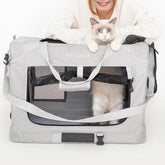 Extra-large pet travel carrier bag for cats/dogs, breathable mesh, secure steel frame, versatile carrying options.