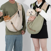 Portable crossbody pet sling carrier with soft shoulder strap, breathable design, and secure fit for cats/dogs up to 9kg/7kg