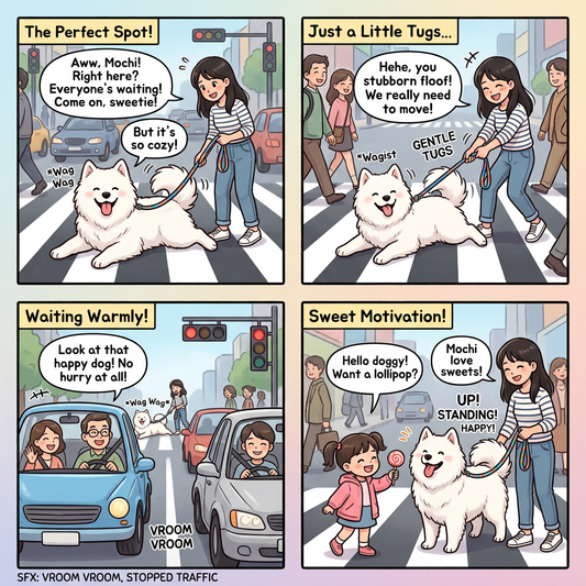 Stubborn Samoyed on the Crosswalk: A Heartwarming Tale of Patience and Community