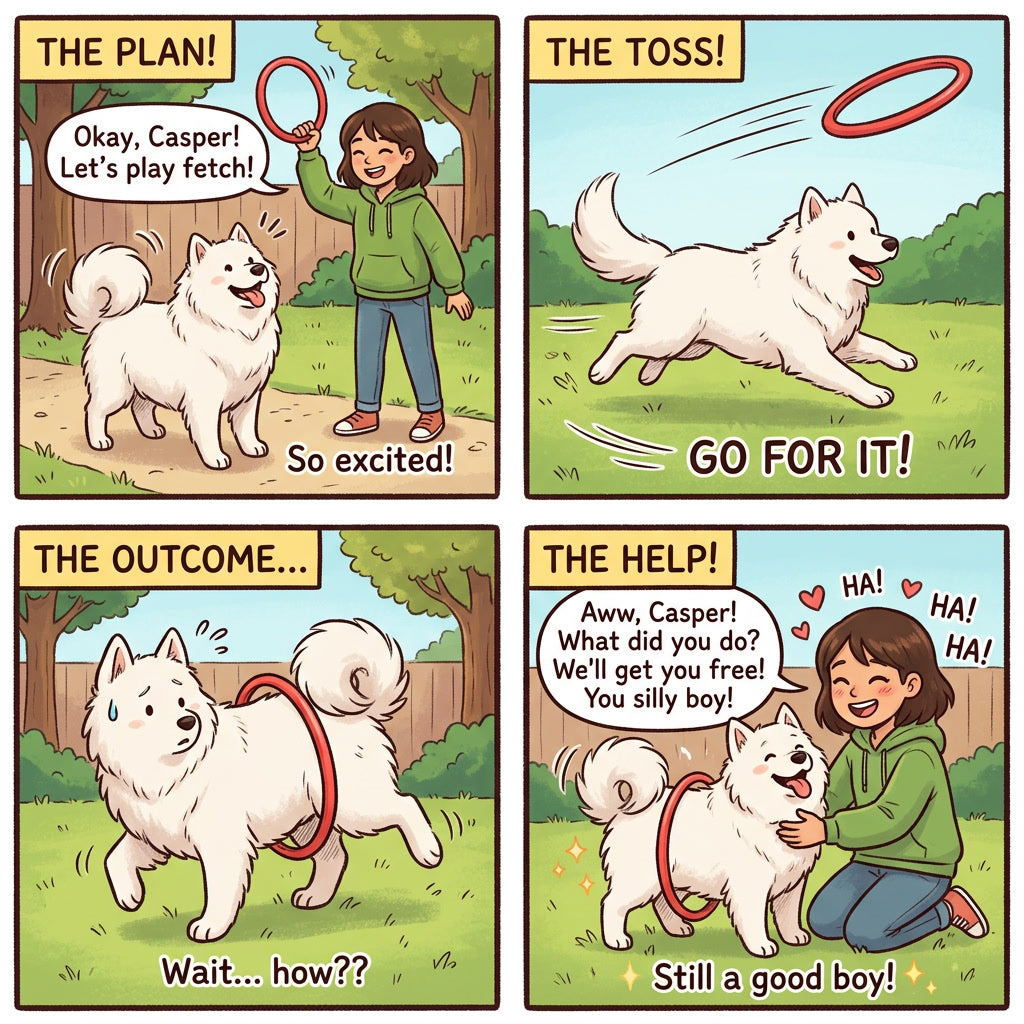 Samoyed's Hilarious Hoop Mishap: A Tail of Accidental Acrobatics!