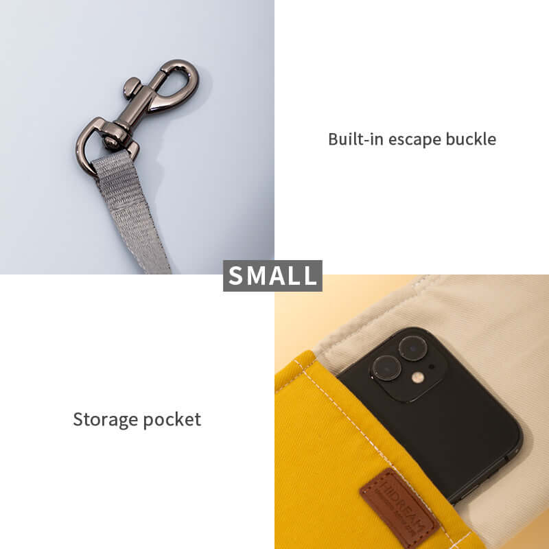 Clip interna di aggancio e tasca esterna della borsa
