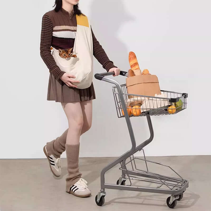Borsa a tracolla per animali da esterno - Accogliente e alla moda per piccoli animali in movimento